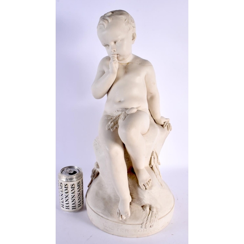 293E - A LARGE 19TH CENTURY ENGLISH COPELAND PARIAN WARE FIGURE OF MASTER TOM modelled sucking his thumb. 5... 