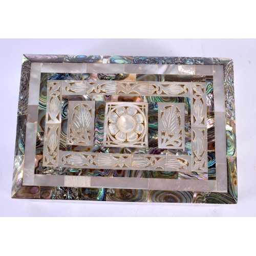 295D - A CHARMING ART DECO MOTHER OF PEARL CASKET decorated with floral motifs. 15 cm x 10 cm.