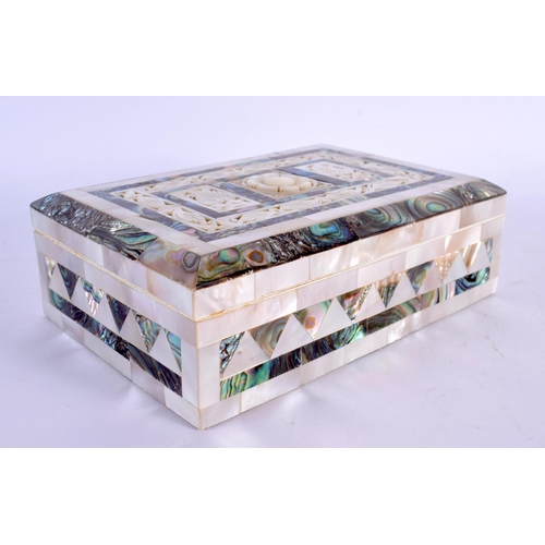 295D - A CHARMING ART DECO MOTHER OF PEARL CASKET decorated with floral motifs. 15 cm x 10 cm.