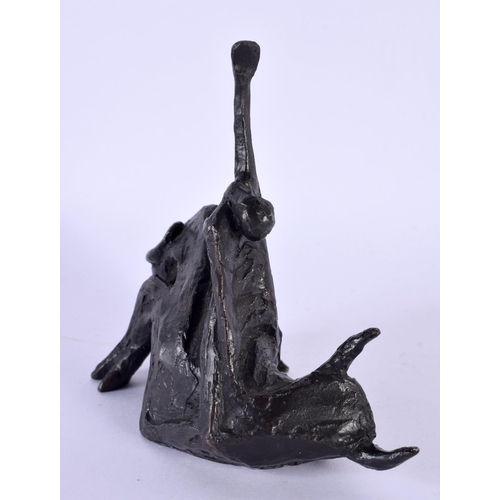 296B - Manner of Picasso (20th Century) Bronze, Stylised figure riding a bull. 11 cm x 11 cm.