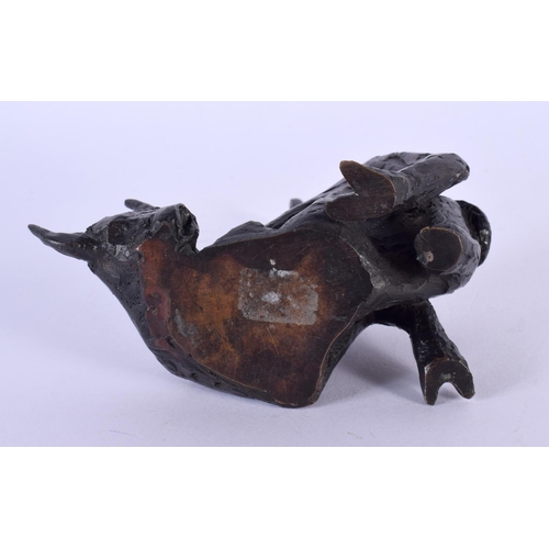 296B - Manner of Picasso (20th Century) Bronze, Stylised figure riding a bull. 11 cm x 11 cm.