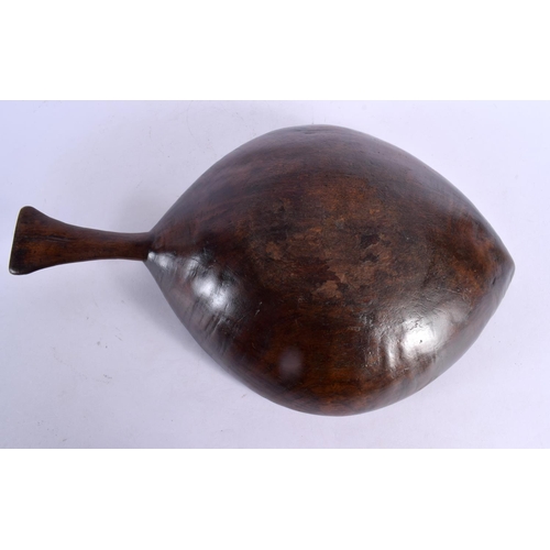 299E - A RARE EARLY 20TH CENTURY TRIBAL CARVED WOOD FISH TAIL HANDLED SERVING BOWL possibly Papua New Guine... 