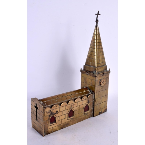 299 - A RARE GEORGE III BRONZE MONEY BOX in the form of a church tower. 18 cm x 25 cm.