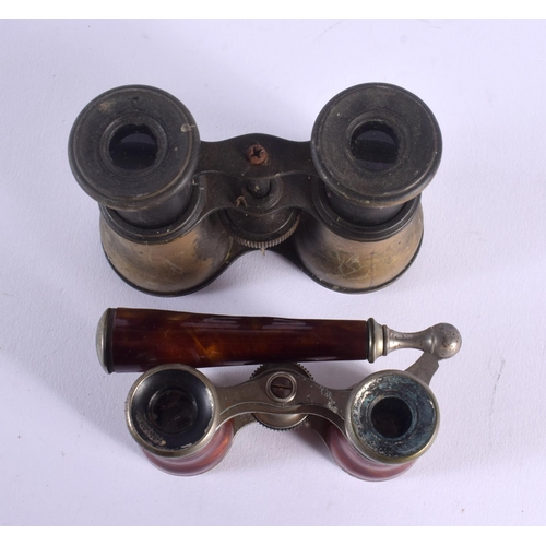 314 - TWO PAIRS OF VINTAGE OPERA GLASSES. Largest 14 cm x 4 cm extended. (2)