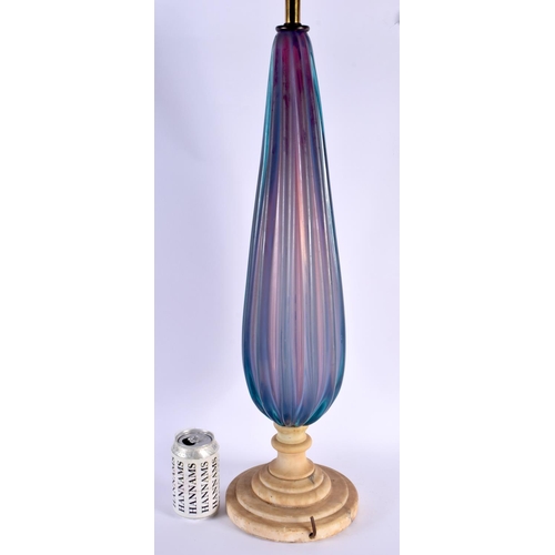 316 - A VINTAGE MURANO GLASS LAMP with marble base. 74 cm high.