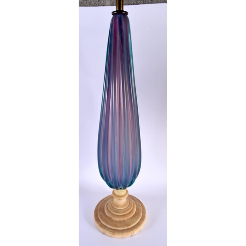 316 - A VINTAGE MURANO GLASS LAMP with marble base. 74 cm high.