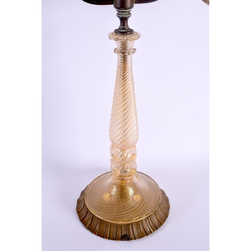 317 - A VINTAGE MURANO TWIN BRANCH GLASS LAMP. 56 cm x 32 cm.