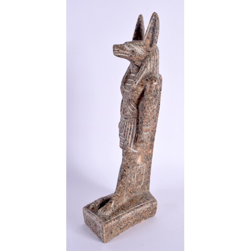 319 - AN EGYPTIAN REVIVAL CARVED GRANITE FIGURE OF ANUBIS. 30 cm high.