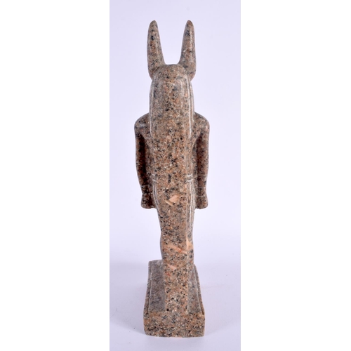 319 - AN EGYPTIAN REVIVAL CARVED GRANITE FIGURE OF ANUBIS. 30 cm high.