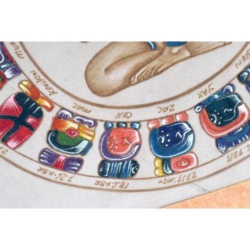 322 - South American School (20th Century) Watercolour, Tribal calender. 44 cm square.