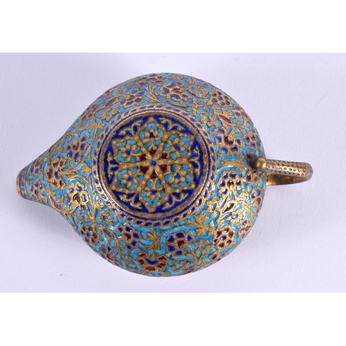 361 - A RARE 18TH/19TH CENTURY INDIAN ISLAMIC MIDDLE EASTERN BRONZE OIL BURNER enamelled all over with fol... 