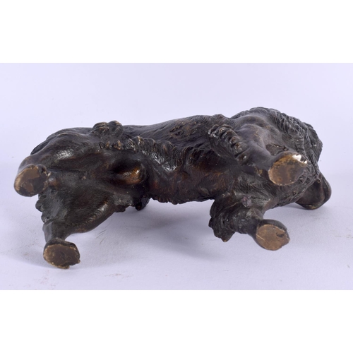 389 - A 19TH CENTURY AUSTRIAN COLD PAINTED BRONZE FIGURE OF A DOG modelled upon all fours. 12 cm x 10 cm.