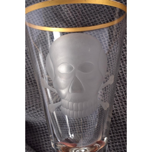 39 - A RARE LARGE EUROPEAN SUUM CUIQUE SKULL AND DOUBLE EAGLE GLASS. 29 cm high.