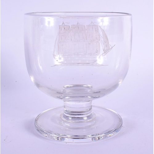 40 - AN ANTIQUE MARITIME GLASS RUMMER. 11 cm x 9 cm.