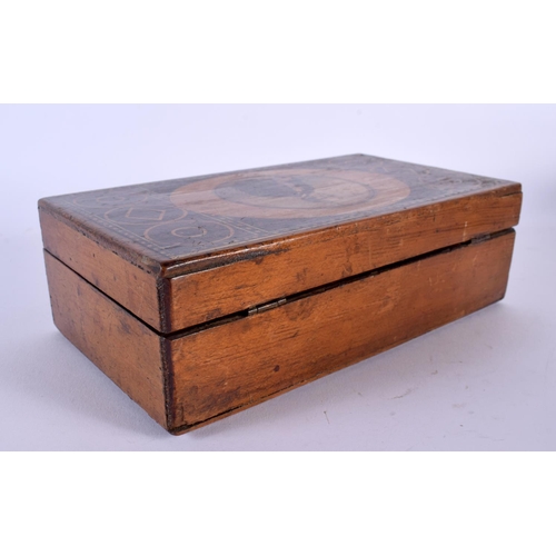 415 - A RARE VICTORIAN HON W E GLADSTONE PEN WORK BOX AND COVER. 22 cm x 10 cm.