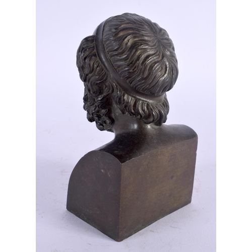 419 - A 19TH CENTURY ITALIAN GRAND TOUR BUST OF HOMER. 12 cm x 6 cm.