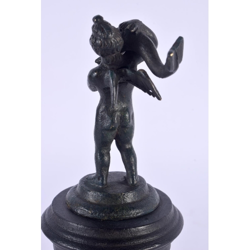 423 - A 19TH CENTURY ITALIAN BRONZE FIGURE OF A BOY AND FISH After the Antiquity. 18 cm high.