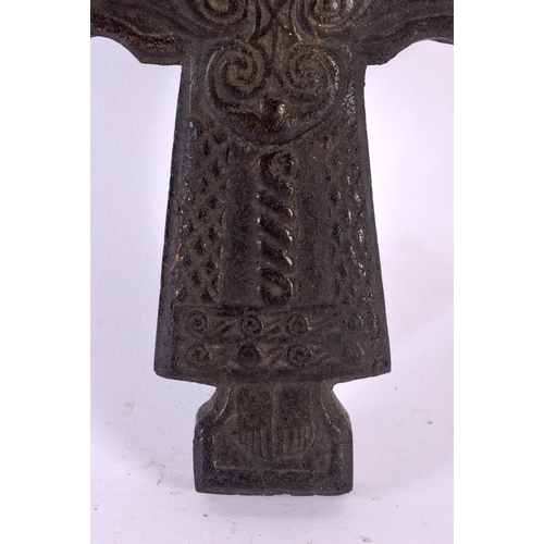 437 - A RARE 19TH CENTURY BRITISH CARVED BOG OAK CRUCIFIX possibly Medieval, modelled as a male figure wit... 