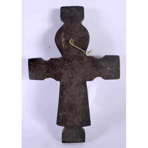 437 - A RARE 19TH CENTURY BRITISH CARVED BOG OAK CRUCIFIX possibly Medieval, modelled as a male figure wit... 