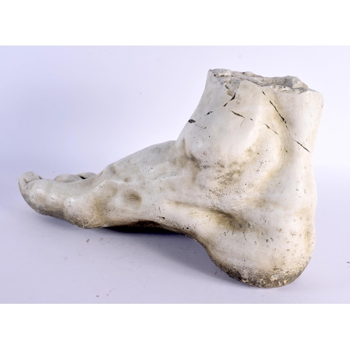 439 - A LARGE PLASTER COUNTRY HOUSE ROMAN FOOT DOOR STOP After the Antiquity. 52 cm x 28 cm.