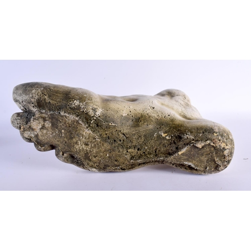 439 - A LARGE PLASTER COUNTRY HOUSE ROMAN FOOT DOOR STOP After the Antiquity. 52 cm x 28 cm.