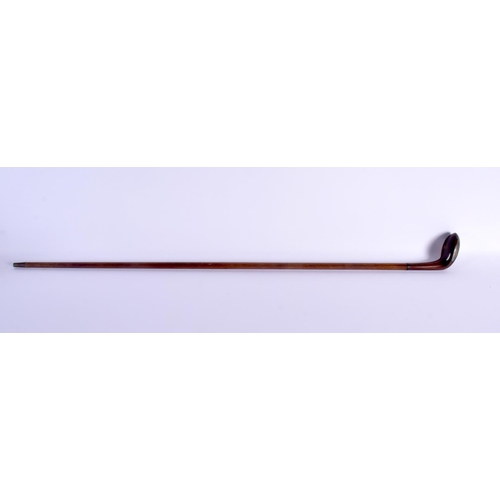 446 - A FINE ANTIQUE SCOTTISH CARVED WOOD GOLFING SUNDAY STICK possibly belonging to Andrew Carnegie (Skib... 