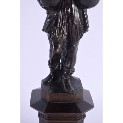 455 - French School (19th Century) Bronze, Figure holding geese. 27 cm high.