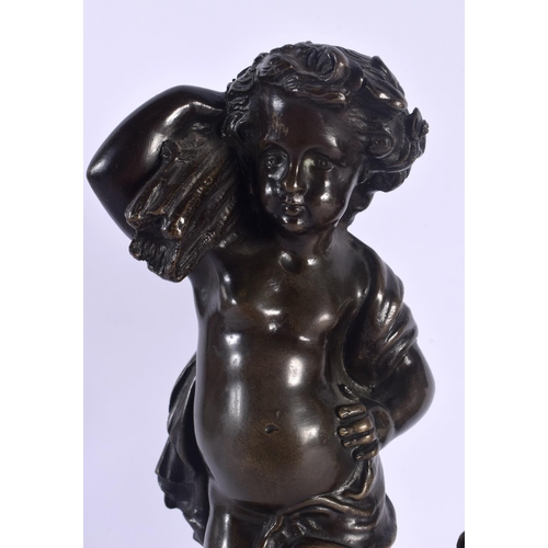 456 - French School (19th Century) Pair, Bronze, Putti. 22 cm high.