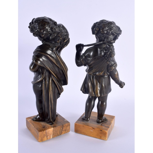 456 - French School (19th Century) Pair, Bronze, Putti. 22 cm high.