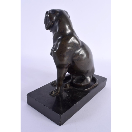 477 - A CHARMING EARLY 20TH CENTURY EUROPEAN BRONZE DOG BUSINESS CARD HOLDER with articulated jaw. 21 cm x... 