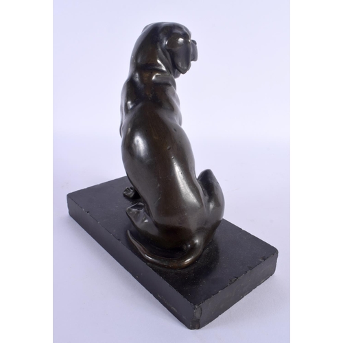 477 - A CHARMING EARLY 20TH CENTURY EUROPEAN BRONZE DOG BUSINESS CARD HOLDER with articulated jaw. 21 cm x... 