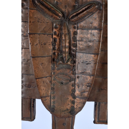 479 - A VINTAGE AFRICAN TRIBAL KOTA COPPER OVERLAID WOOD FIGURE acquired C1970. 64 cm x 20 cm.