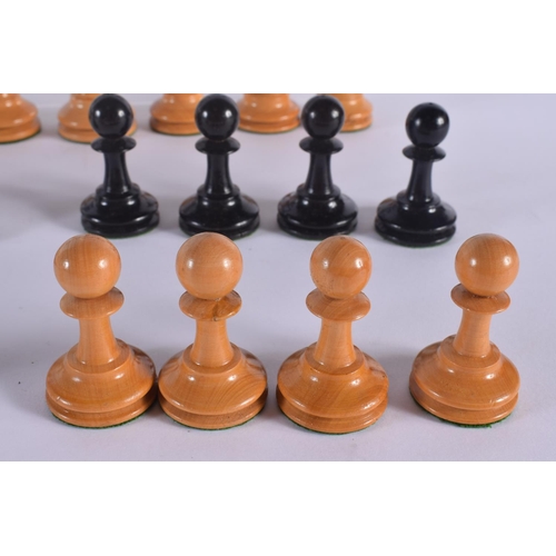 483 - AN ANTIQUE F H AYRES TOURNAMENT CHESS SET. Largest 8.5 cm high. (qty)