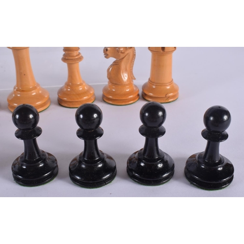 483 - AN ANTIQUE F H AYRES TOURNAMENT CHESS SET. Largest 8.5 cm high. (qty)