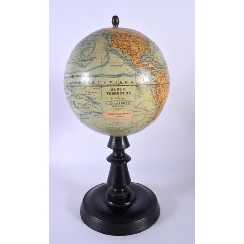 503 - A FRENCH GLOBE TERRESTRE J FOREST LEGENDE. 33 cm x 13 cm.