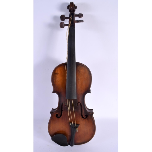 510 - A CASED TWO PIECE BACK VIOLIN with bow, bearing label to interior C L Luther Brevete Rue Croix Des P... 