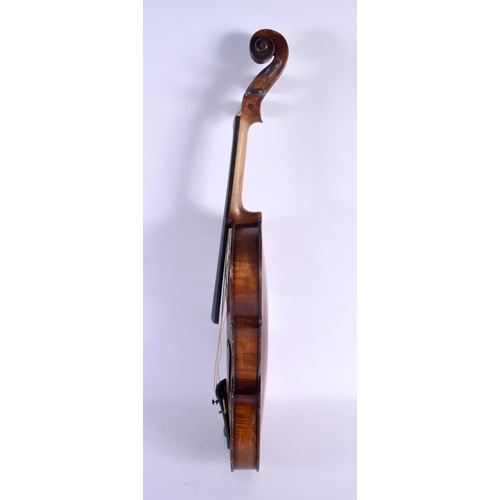 510 - A CASED TWO PIECE BACK VIOLIN with bow, bearing label to interior C L Luther Brevete Rue Croix Des P... 