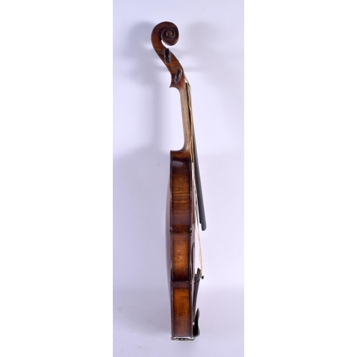 510 - A CASED TWO PIECE BACK VIOLIN with bow, bearing label to interior C L Luther Brevete Rue Croix Des P... 