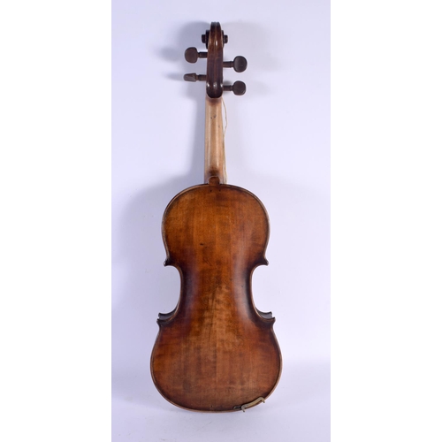 510 - A CASED TWO PIECE BACK VIOLIN with bow, bearing label to interior C L Luther Brevete Rue Croix Des P... 