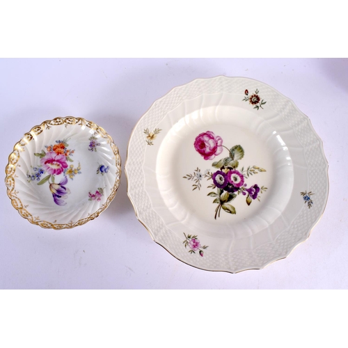 523 - A ROYAL COPENHAGEN FLORAL PLATE together with a Dresden cup & saucer and a Bohemian decanter. Larges... 