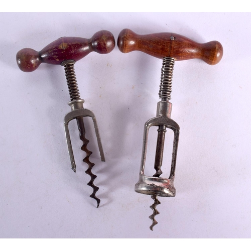 531 - TWO ANTIQUE CORKSCREWS. Largest 17 cm x 7 cm. (2)