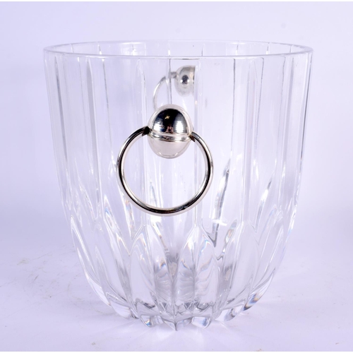 537 - A LARGE CUT GLASS TWIN HANDLED WINE COOLER. 22 cm x 18 cm.