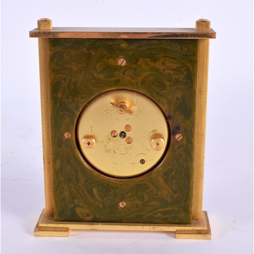 542 - A VINTAGE JAEGER RECITAL BAKELITE CLOCK. 11 cm x 8 cm.