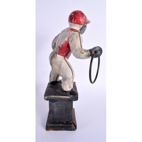 553 - A CONTEMPORARY COLD PAINTED IRON JOCKEY DOOR STOP. 30 cm high.