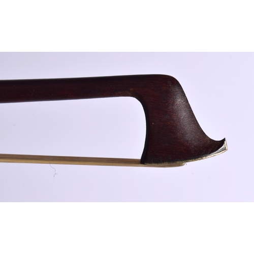 557 - A TWO PIECE BACK VIOLIN together with a bow by Ludwig Bausch (1829-1871). Violin 59 cm long, length ... 