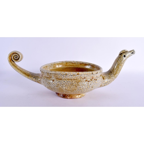 57 - A STUDIO POTTERY BIRD BOWL. 34 cm wide.