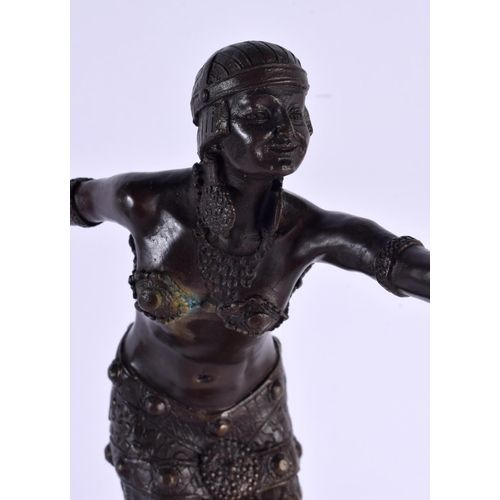 573 - A CONTEMPORARY BRONZE FIGURE OF AN ART DECO DANCER. 53 cm high.