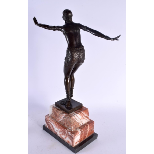 573 - A CONTEMPORARY BRONZE FIGURE OF AN ART DECO DANCER. 53 cm high.