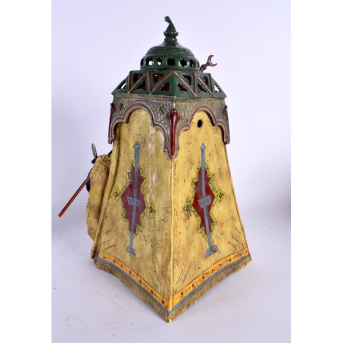 577 - A LARGE CONTEMPORARY COLD PAINTED BRONZE ARABIC TENT GROUP. 35 cm x 19 cm.