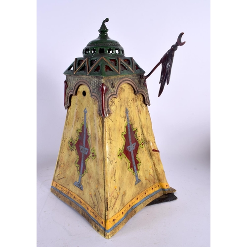 577 - A LARGE CONTEMPORARY COLD PAINTED BRONZE ARABIC TENT GROUP. 35 cm x 19 cm.